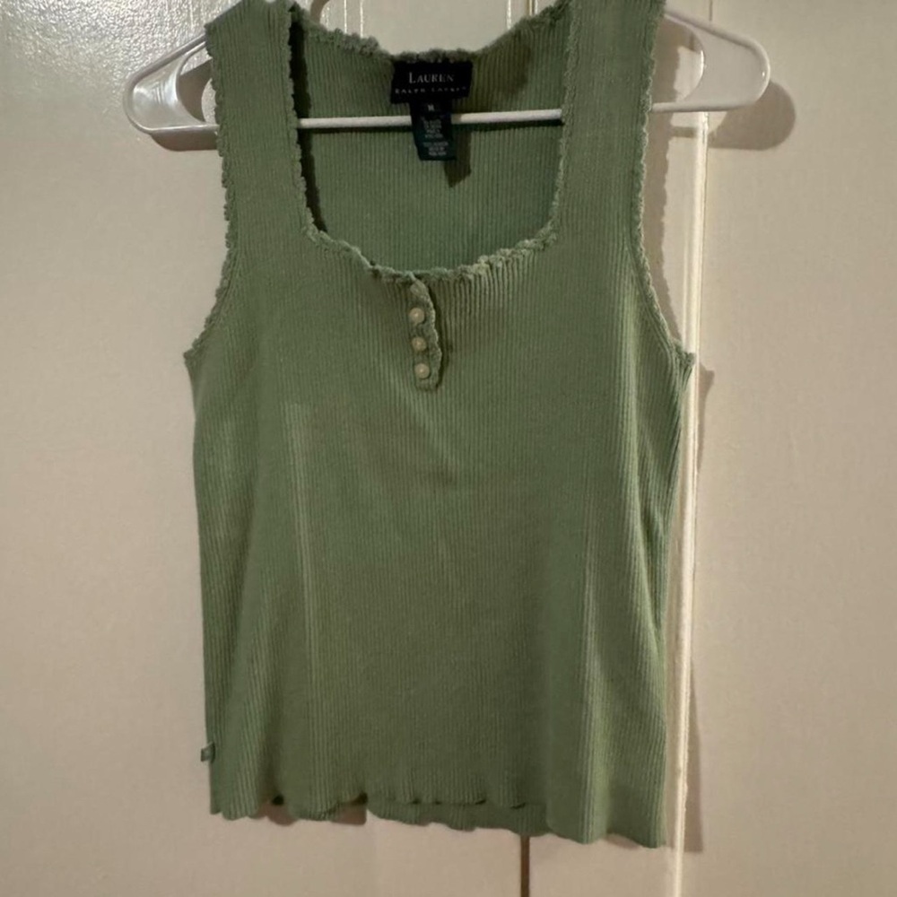 Ralph Lauren Olive Ribbed Tank Top